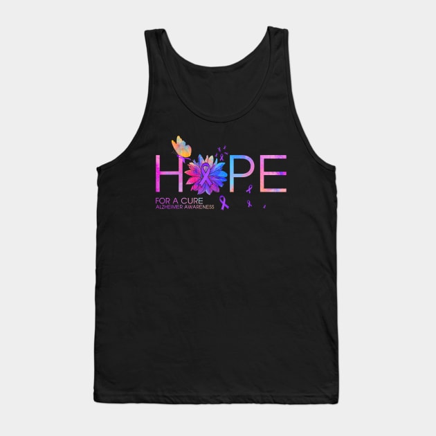 Hope For A Cure Alzheimer Awareness Flower Butterfly Gift Tank Top by thuylinh8